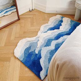 Tapis Esthétique Océan Chambre Tapis Doux Fluffy Scenic Wave Tapis De Chevet Tapis De Sol Paillasson Home Room Decor 60x120cm R230726