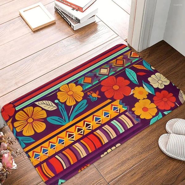 Tapis de salle de bain imprimé ethnique africain, paillasson à toucher Floral, de cuisine, de balcon, de décoration de la maison