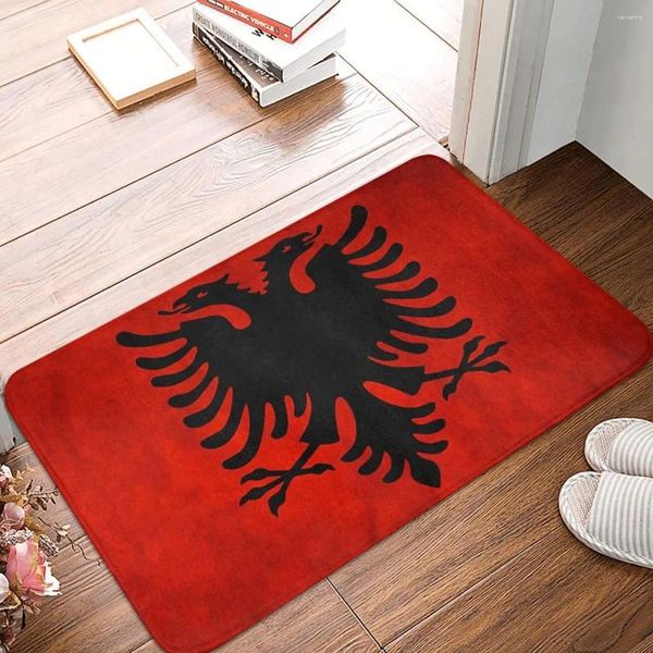 Tapis Albanie Drapeau Paillasson Tapis Tapis Tapis Footpad Polyester Anti-dérapant Anti-usure Couloir Cuisine Chambre Balcon Toilette