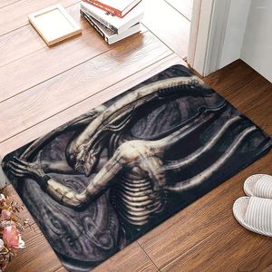 Alfombras Alien Xenomorph HR Giger, felpudo, alfombrilla, alfombrilla para los pies, cojín antideslizante de poliéster, entrada para el suelo, alfombrilla para los pies de la cocina