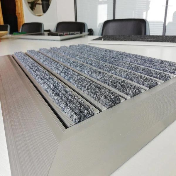 Tapis de porte en alliage d'aluminium, grattage de sable, entrée antidérapante, métal extérieur pour tapis d'intérieur