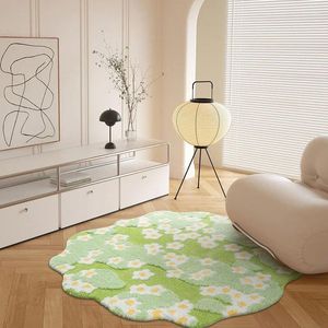 Tapis Pays américain Floral Flocage Tapis rond pour salon Canapé Table basse Pile haute et basse Mousse tridimensionnelle