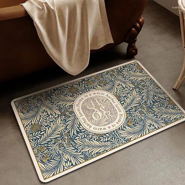 Carpets American Retro Flowers Rubber Nant Slip Portant Entrance Entrance Porte de porte Bath Kitchen Bedroom Carpet Toilet Floor Floor