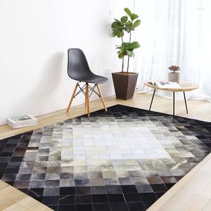 Tapijten Amerikaans stijl luxe koeienhuid naad patchwork tapijt natuurlijke koe huid bont tapijt zwart en grijs decoratiekantoor