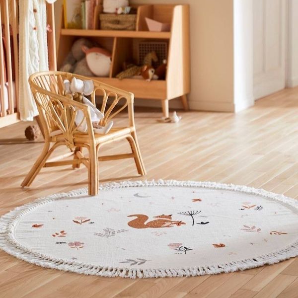 Tapis Tapis moelleux animal pour salon avec glands rond blanc enfants chambre tapis en peluche pépinière tapis de jeu enfants pied doux 230825