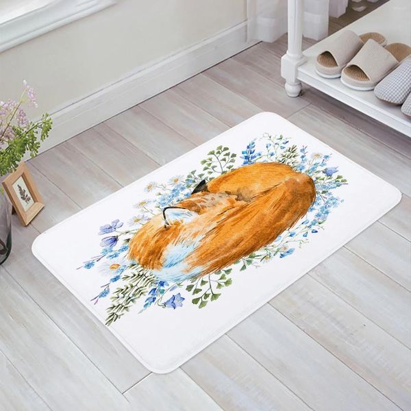 Alfombras Animales A acuarela para dormir Mat de la columna de entrada Puerta de la sala de estar Alfombra de cocina Alfombra no deslizante baño para el baño decoración del hogar