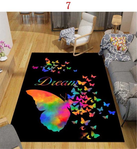 Alfombras Anime Patrón de mariposa Alfombra moderna Alfombra para niños Sala de estar Dormitorio Balcón Alfombrilla antideslizante Dormitorio para niños Alfombra peluda R230717