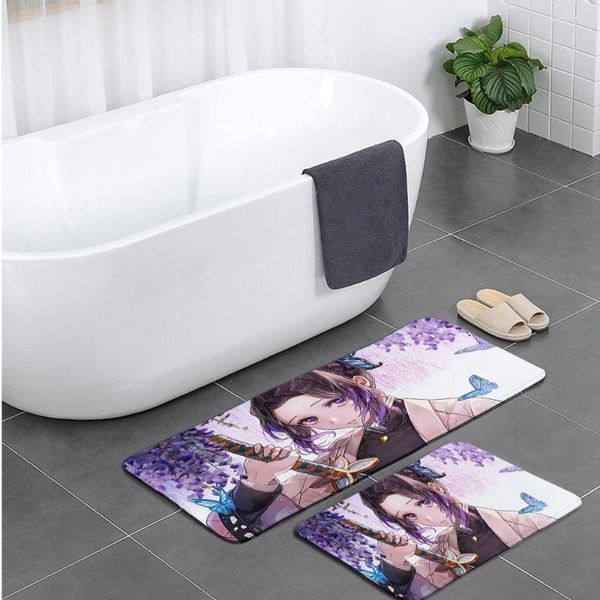 Alfombras Anime Kimetsu No Yaiba Mat Camper Alfombra Entrada de baño Felpudo Baño Alfombras de piso interior Alfombra de cocina antideslizante absorbente