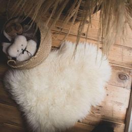 Alfombras ANON NATURAL, alfombra de piel de oveja genuina, alfombra de piel de lana rosa blanca, piel suave para habitación de niños, sillón, cubierta de sofá, decoración