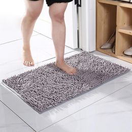 Tapis Anti Slip Chenille Salle De Bains Tapis Couleur Unie Paillasson Porte D'entrée Tapis De Cuisine Maison Tapis De Bain Absorbant Pour Sol Tapis Imperméable