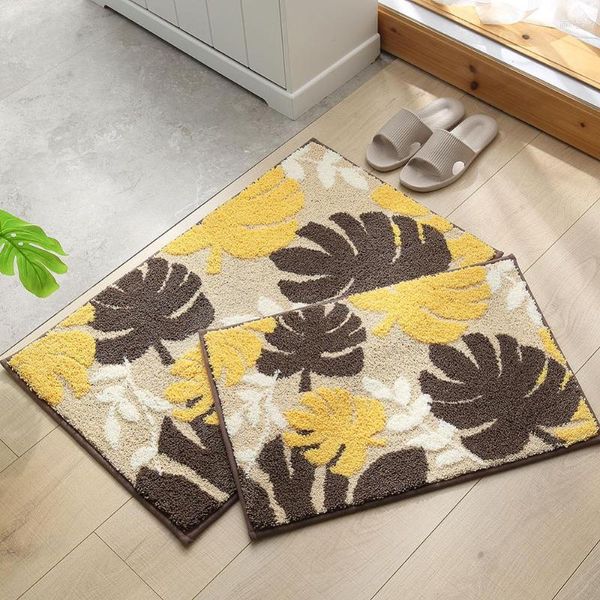 Tapis antidérapant tapis de sol feuille motif doux salle de bain qualité décor à la maison absorbant chambre couloir toilette tapis bain