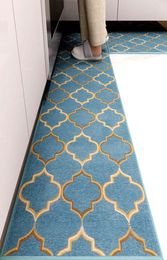 Carpets anti-aslip de cuisine de cuisine tapis de réseau bleu baignoire de baignoire à bande longue absorption paillasson d'entrée balcon salon ménage car3497463