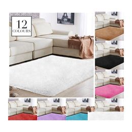 Tapijten Gebied Tapijt Tapijtvloer Pluizige tapijten Polyester Vezel 160x120cm Bright Shaggy Warm Antiskid Home Decoratie Woonkamer Sofa Mat Dhydk