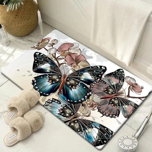 Carpets Arrivée Butterfly Dormat Home Mat Machine Fabriqué antidérapant salon / salle de bain pour les enfants Gift pour enfants