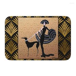 Tapis Art Déco Erte Greyhound Porte Plancher Entrée Tapis de Bienvenue Whippet Sighthound Chien Cuisine Paillasson Salon Tapis Tapis Footpad