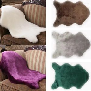 Tapis de siège en cuir de mouton artificiel, tapis chaud, fourrure douce et moelleuse, canapé australien