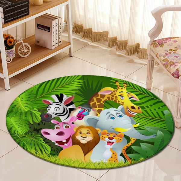 Tapis bébé lit chambre tapis intérieur porte tapis Jungle Animal dessin animé rond salon chaise cuisine