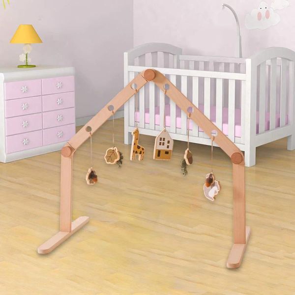 Tapis bébé jouer gymnase cadre Montessori jouet mobile support en bois suspendu barre activité infantile pour bébés fille et garçon né
