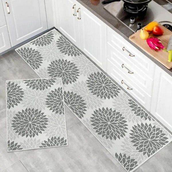 Alfombras Alfombra de baño Estampado de flores Alfombras de cocina Conjunto de alfombras Súper suave Antideslizante Fácil de limpiar Decoración del hogar Puerta Resistente al desgaste Durable