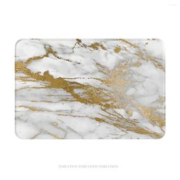 Tapis de bain Tapis de bain Veines d'or sur gris et blanc Faux marbre Paillasson Tapis de flanelle Tapis d'extérieur Tapis de décoration de maison