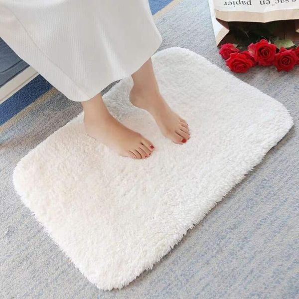 Alfombras Alfombra de baño Microfibra blanca Suave Shag Súper absorbente de agua Alfombra de baño de goma antideslizante Gruesa Lavable a máquina 60x90cm