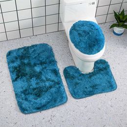 Tapis salle de bain tapis de sol antidérapant toilette ensemble de trois pièces tapis absorbant l'eau douche à cheveux longs