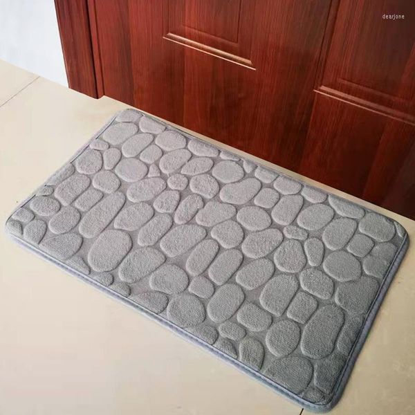 Tapis salle de bain paillassons corail velours sol en relief pierre mousse à mémoire brodé épaississement absorbant