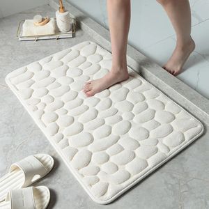 Tapis de sol de salle de bain, porte absorbante texturée en galets, pied en relief 3D, 231211