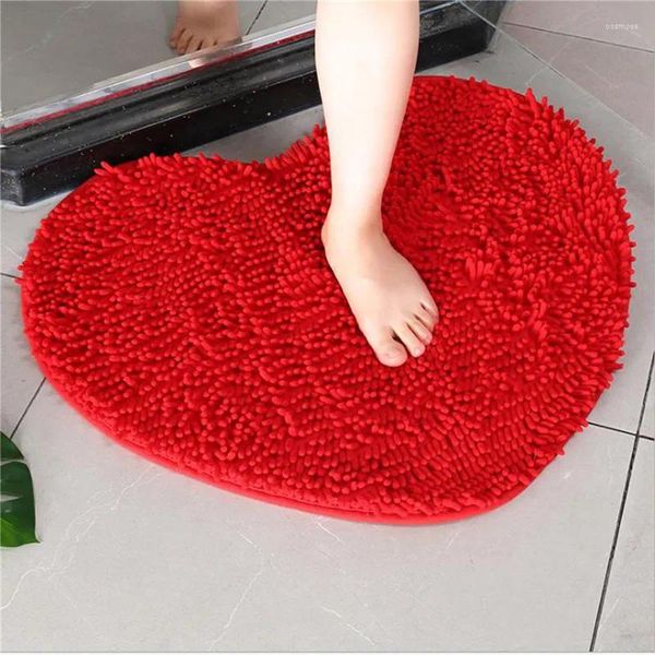 Tapis salle de bain amour coeur en forme de tapis de bain vert massif vert de bain rouge