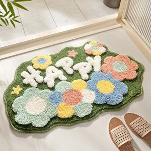 Tapijten badkamer tapijten niet-slip zachte microfiber badmat extra water absorberend bloemen douchevloeren tapijt