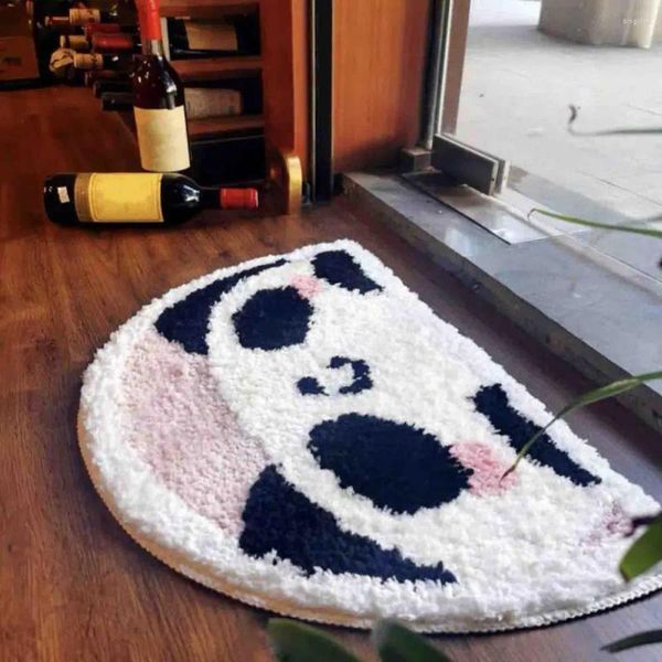 Alfombras alfombras de baño gruesas sin deslizamiento semicírculo estera boho flor de dibujos animados patrón de panda para dormitorio de cocina balcón de habitación