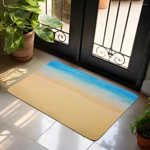 Carpets Beach Sea HD Printing Tapis personnalisé Home Decor Mat Cuisine pour les toilettes sans glissement de yoga Porte de yoga