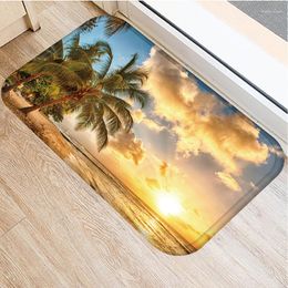 Tapijten strand zonsondergang palmpatroon print woonkamer rechthoek tapijten ingang meubels tapijt decoratie portier decoratieve vloermatten