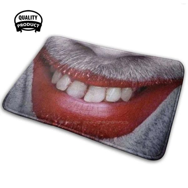 Tapis barbe et rouge à lèvres - masque de porte confortable tapis tapis tapis coussin visage drôle 19s éternuement malade bouche sauf méchant rit dents de singe