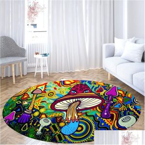 Tapis beaux champignons rond rond de chambre à coucher salon de maison décoration grande zone imprimée tapis gouttes de livraison