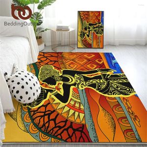 Carpets Beddingoutlet African Woman Living Room Rouvre et ethnique Exotique Mat de sol floral Carpet Retro Style Modern Area pour