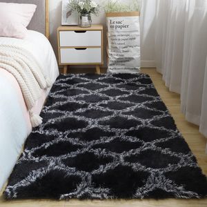 Tapijten slaapkamer tapijt hoofdeinden kamer decor esthetisch huis en decoratie niet-slip voet mat geruite tapijt woon comfort harig