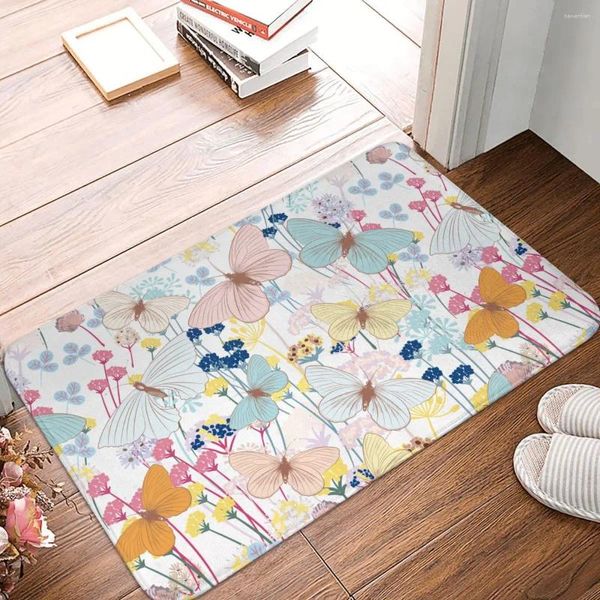 Alfombras Mat de dormitorio Merina de mariposa alfombra para el hogar Puerta de entrada de alfombra de la alfombra