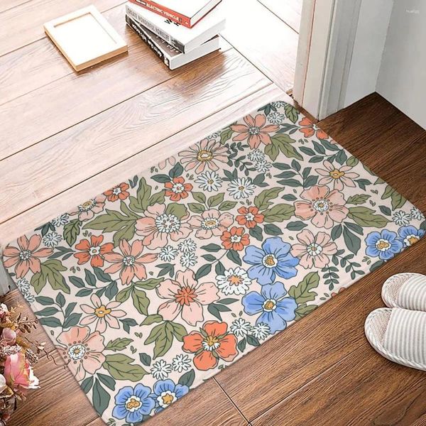 Tapis de chambre à coucher, motif de petites fleurs dessinées à la main, paillasson de maison, de salon, de balcon