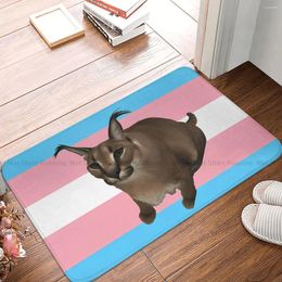 Alfombras Big Floppa Cat Animal Baño Mat Trans Flag Doormat Sala de estar Alfombra Balcón Alfombra Decoración del hogar