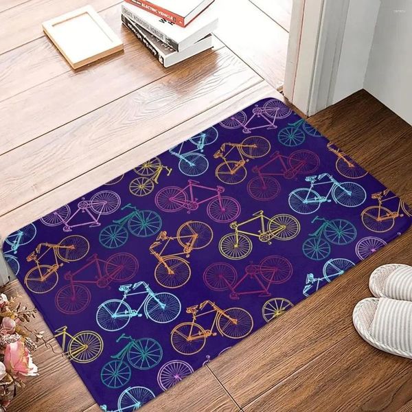 Tapis motif vélo paillasson anti-dérapant tapis de salon tapis de sol à deux roues tapis de bienvenue décoratif intérieur