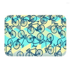 Alfombras patrón de bicicleta arte colorido alfombrilla para puerta delantera antideslizante interior bienvenida bicicleta ciclista ciclismo felpudo alfombra Footpad