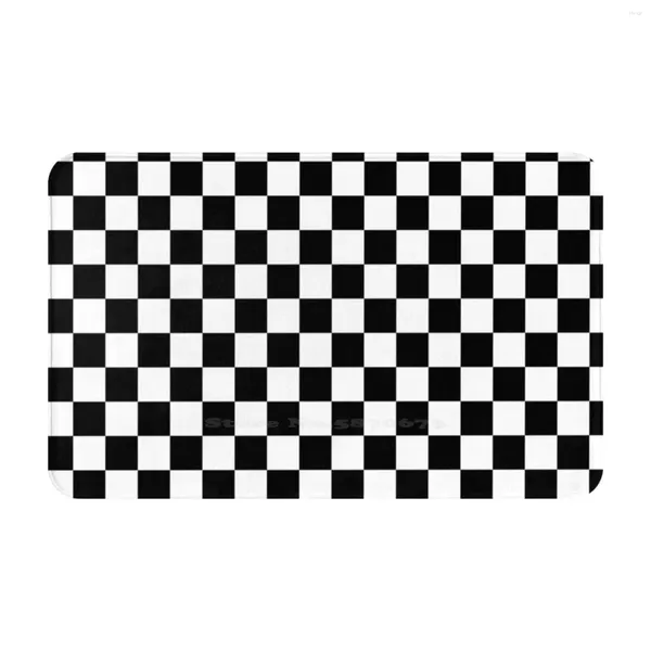 Carpets en noir et blanc damier de la maison douce Famille antidérapante tapis tapis motif de tapis carton carton damier gris damière