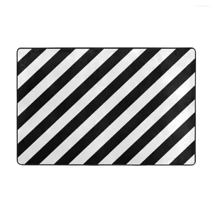 Carpets Stripe en diagonale noir et blanc tapis tapis tapis Polyester décor de sol non glissant salle de bain salle de bain Balcon 60 90