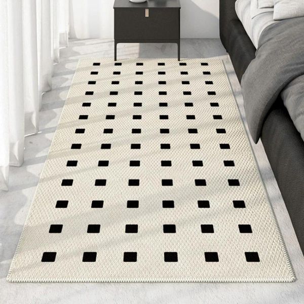 Tapis noir et blanc plaid canapé de chevet table de thé lit avant chaise antidérapante tapis de sol