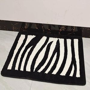 Tapijten zwart-wit gestreepte vloermatten anti-slip tapijten woonkamer badkamer absorberend tapijtinvoerdeur wasbaar