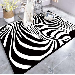 Tapis noir et blanc rayé personnalité tapis rectangulaire salon chambre chevet décoration antidérapant tapis Table basse canapé