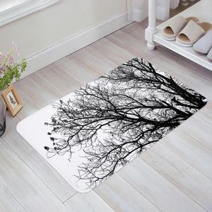 Tapijten zwart-witte bomen vloermat ingang deur woonkamer keuken tapijt niet-slip tapijt badkamer portier portier home decor