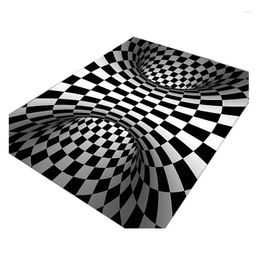 Tapis en noir et blanc tapis visuel salon chambre à coucher table basse de table basse 3D stéréo géométrique stéréo gouttes de plancher