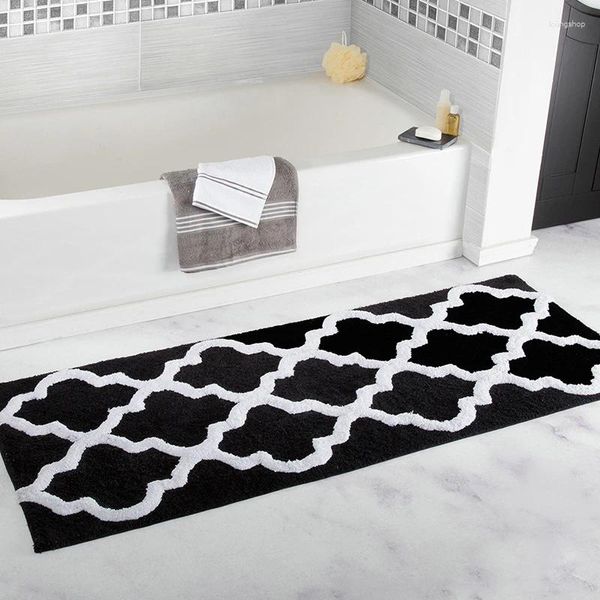 Alfombras de color negro alfombra de felpudo para sala de estar geométrica alfombra antideslizador de decoración de hogar 45 120 cm absorber estera de agua